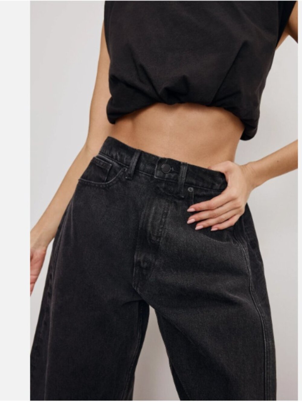 Good American Extreme Barrel Jeans Black Size 8/29 NWT High Rise Bowed Wide Leg - Picture 4 of 13